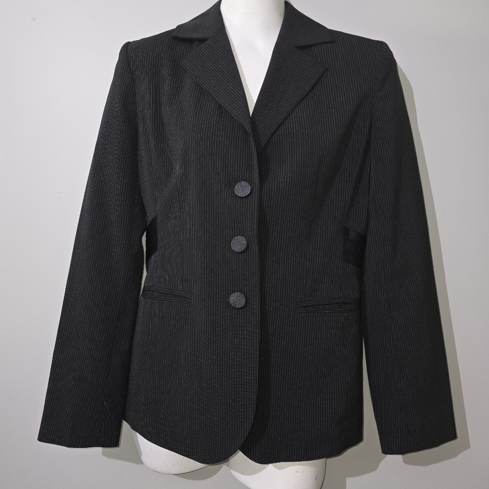 Women's Black & White Striped Blazer AXCESS by Liz Claiborne Size 6
